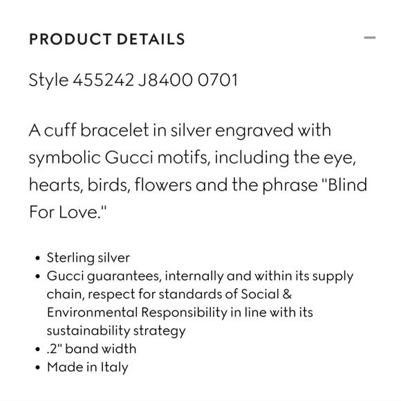 Gucci Blind For Love Silver Cuff Bracelet - Picture 17 of 17